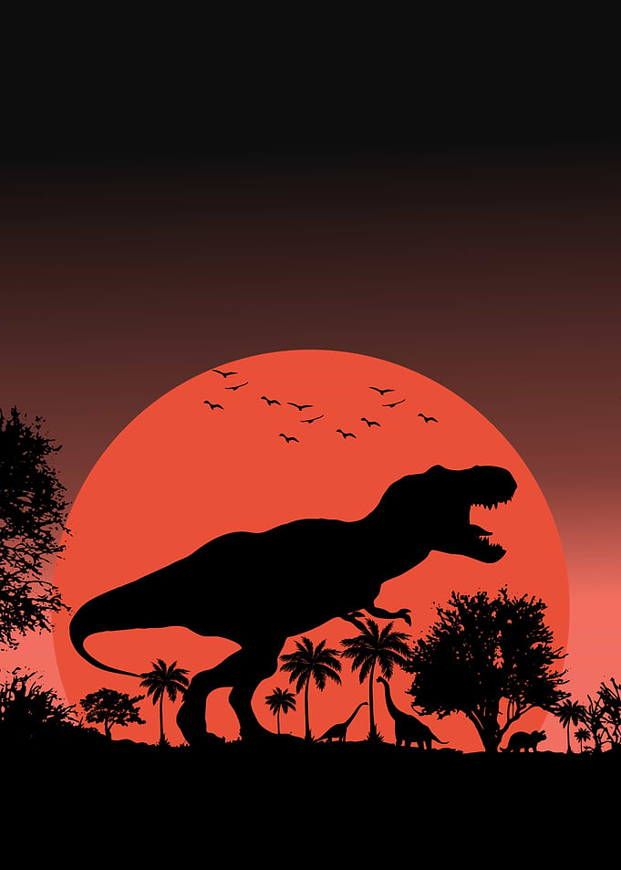 Dinosaur Silhouette at Sunset