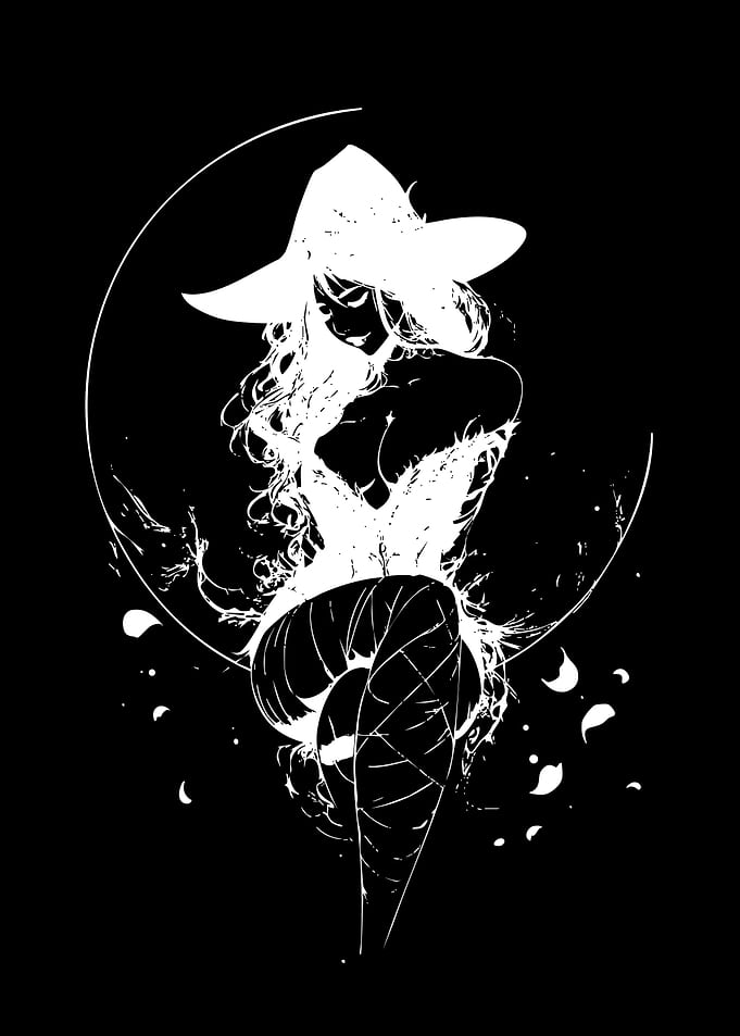Witch on Crescent Moon