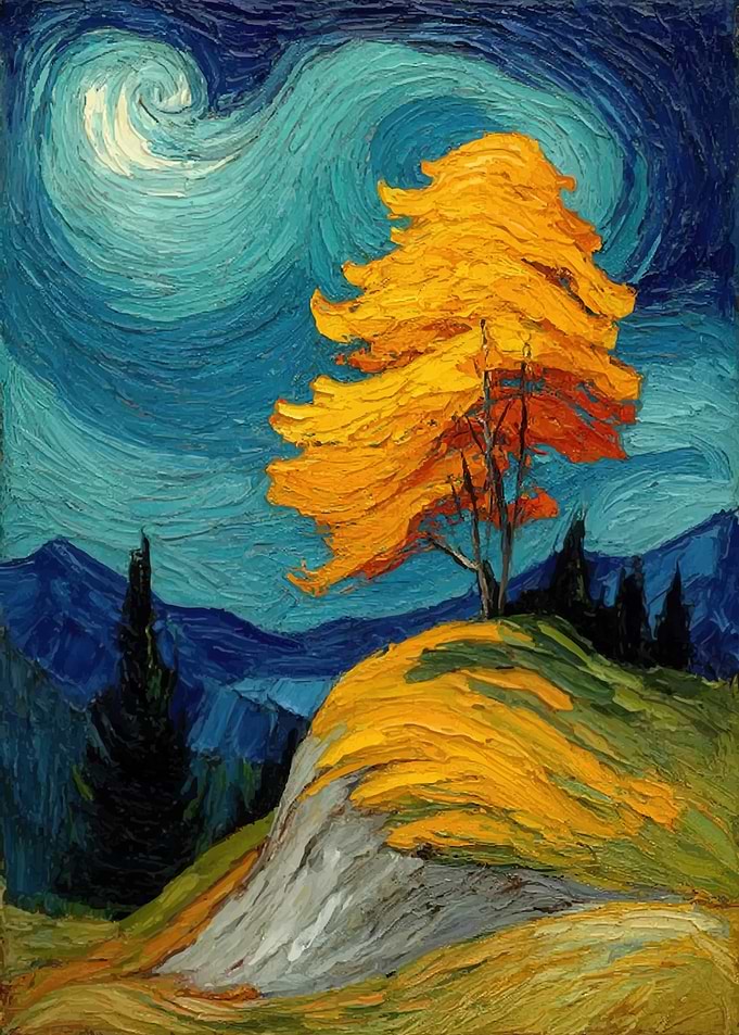 Autumn Tree in Van Gogh Style