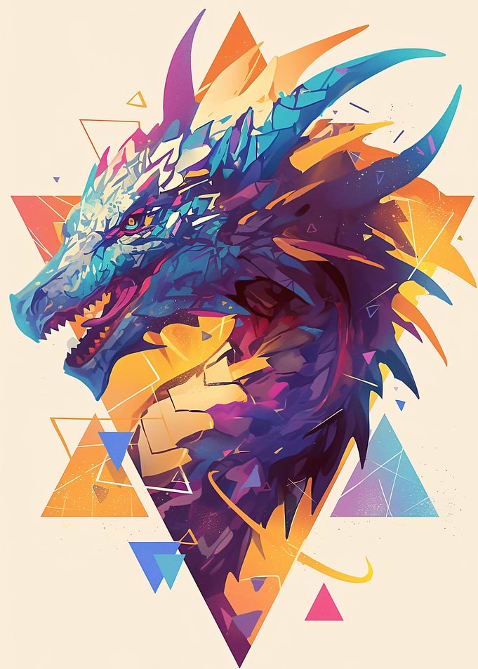 Geometric Dragon Head Art