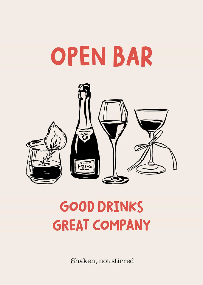 Open Bar Drinks Minimalist Cocktail