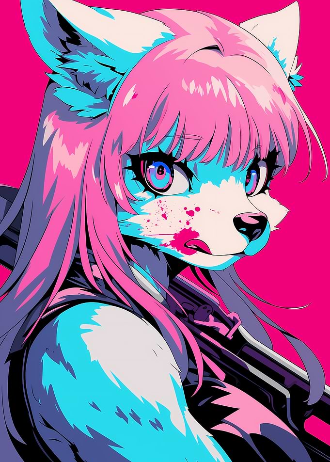 Anime Furry Character with Gun