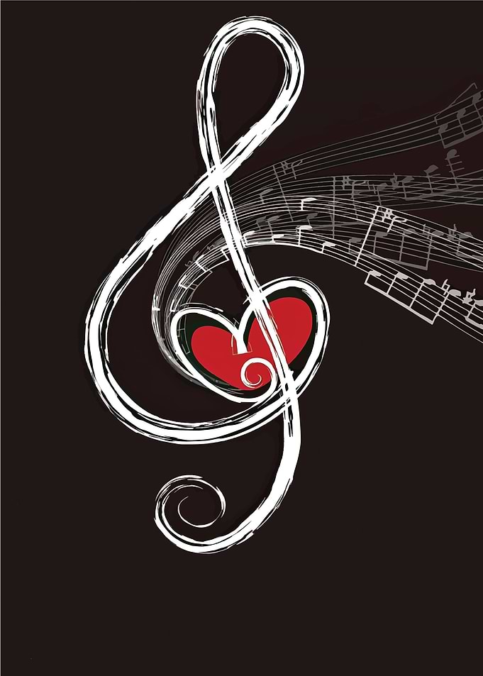Treble Clef Heart with Music Notes