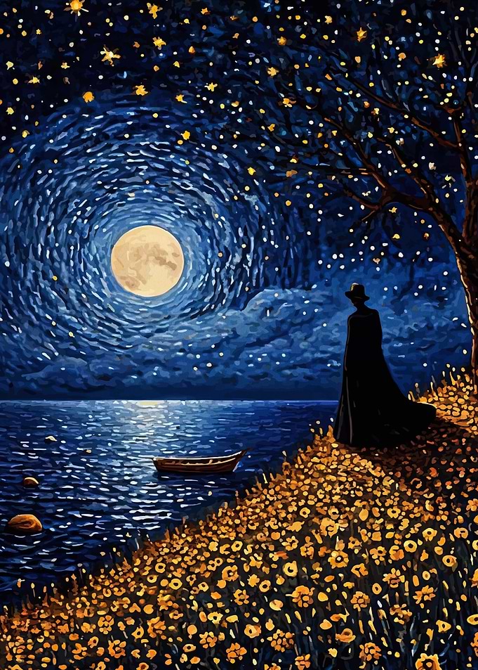 Man by the Moonlit Sea