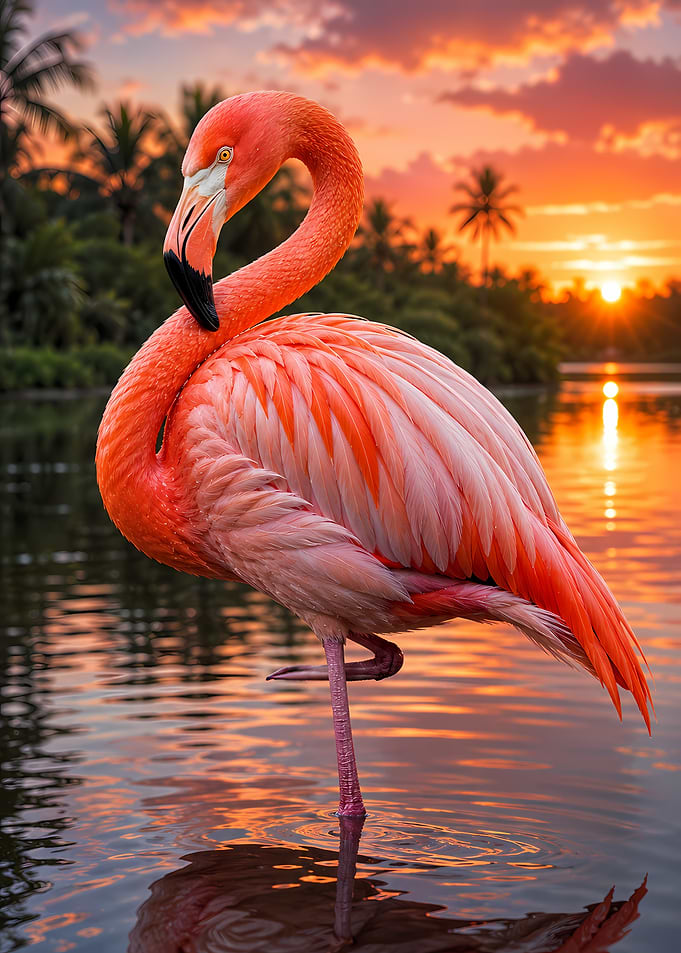 Flamingo at Sunset