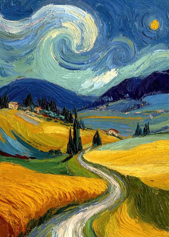 Van Gogh-inspired Tuscan Landscape