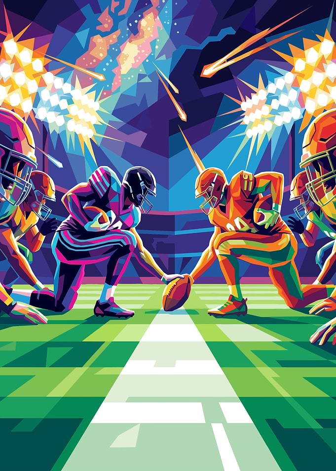 American Football Players in Dynamic Style