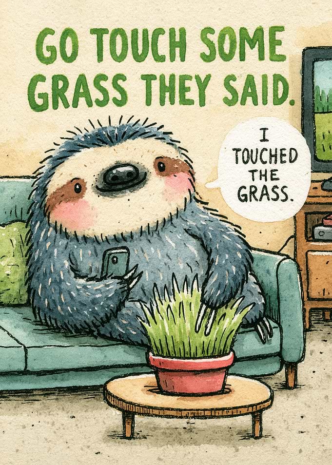 Go Touch Some Grass - Sloth Touches Grass Potted Plant