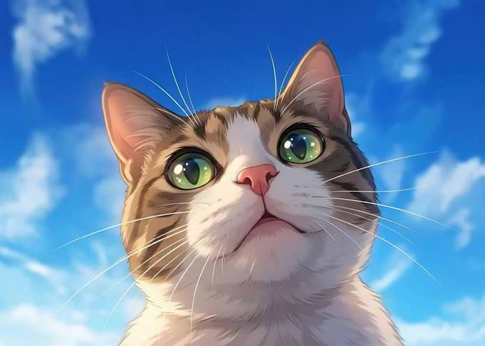 Close-up of a cat looking up