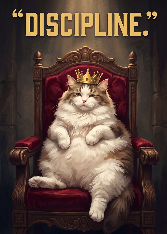 King Cat with Crown and 'Discipline'