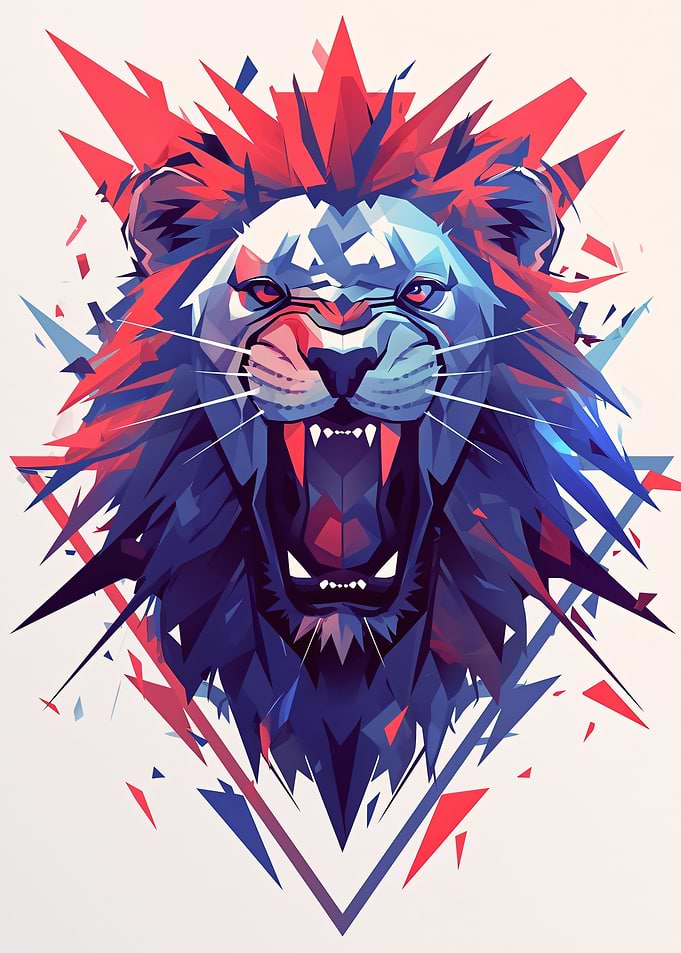 Geometric Lion Roaring