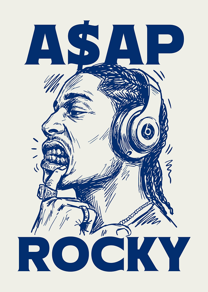 A$AP Rocky Sketch with Headphones