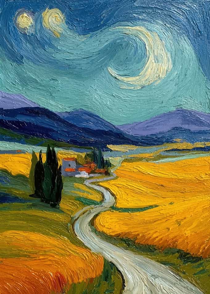 Van Gogh Style Starry Night Landscape