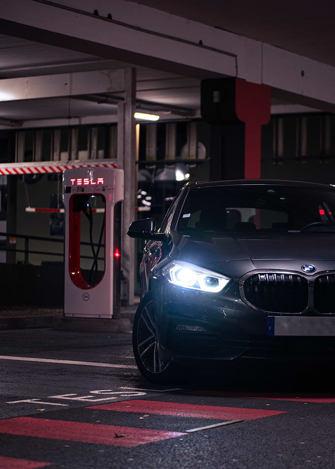 German car at Electric Car Charging Station