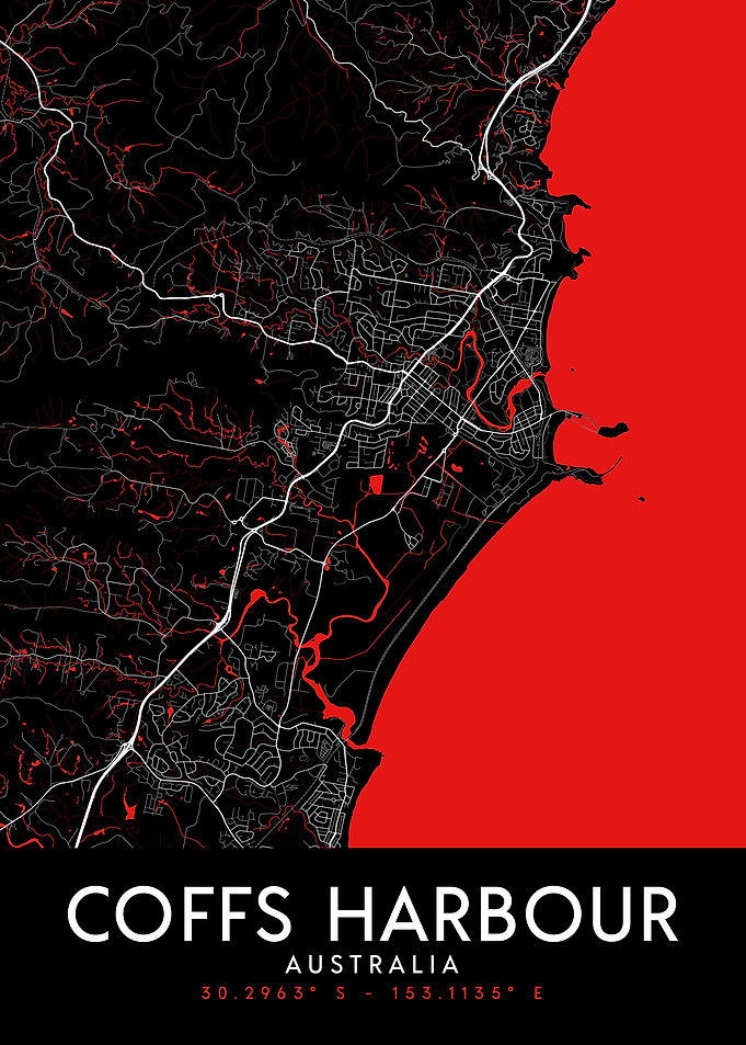 Coffs Harbour Dark Map