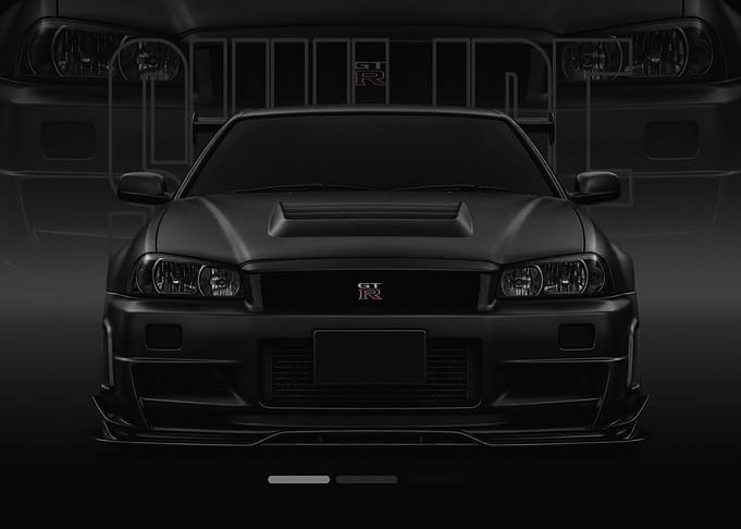Matte Black Nissan GT-R R34 Front View