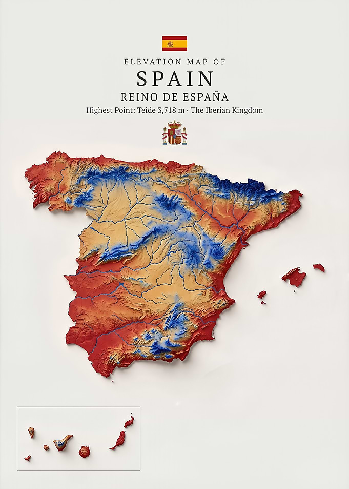 Elevation Map of Spain