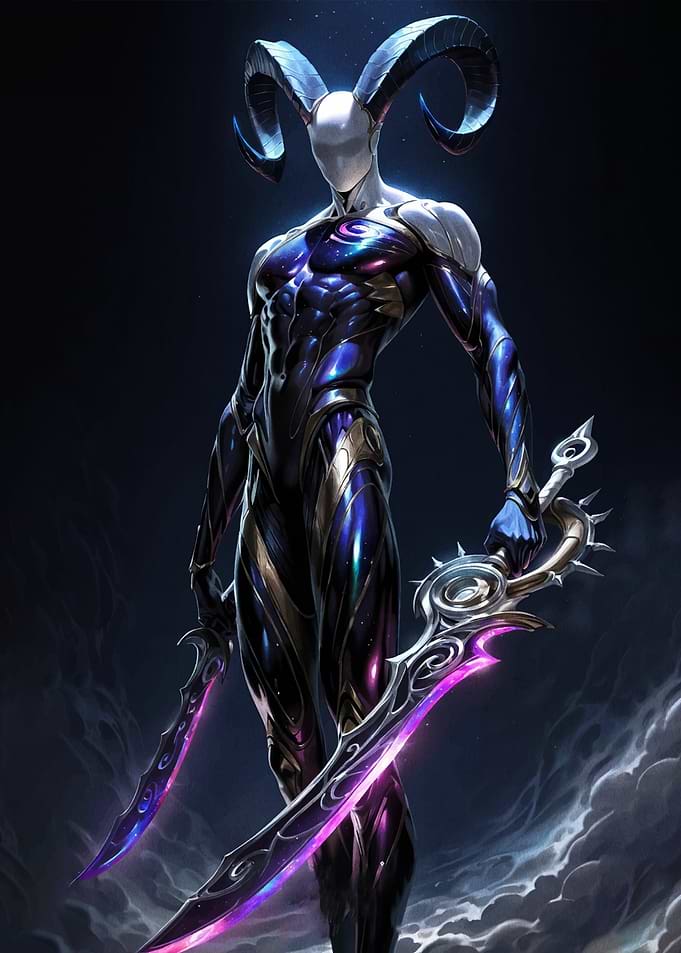 Fantasy Warrior with Glowing Swords