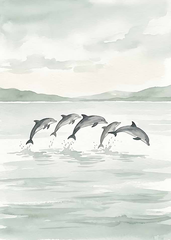 Dolphin Art Print — Watercolor Ocean Poster