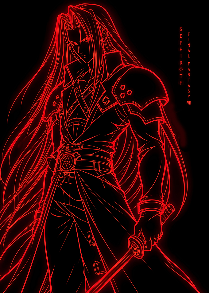 Sephiroth Neon Line Art