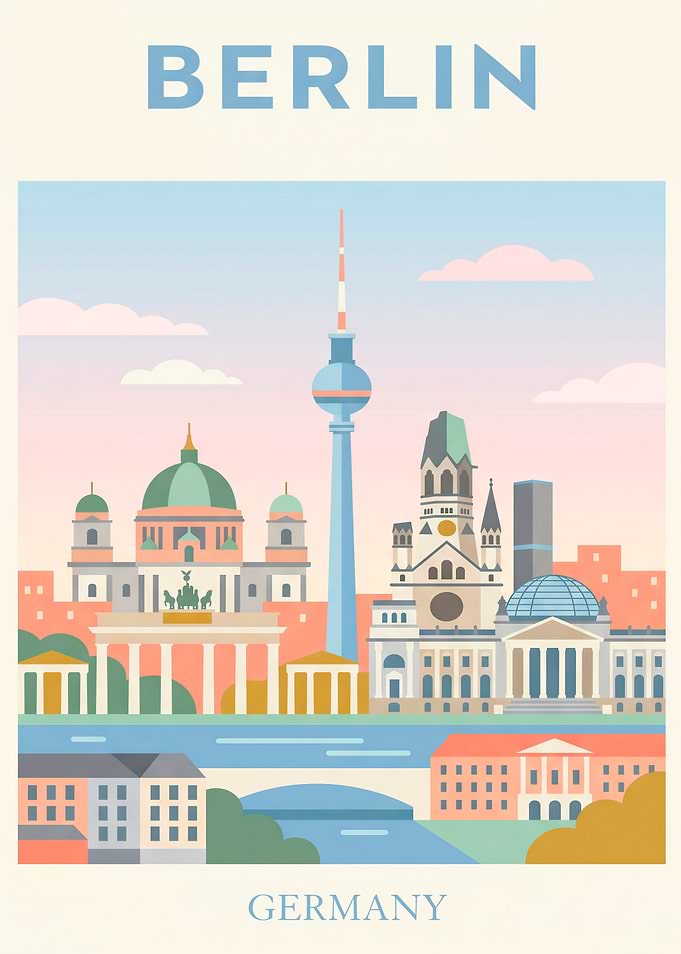 Berlin Skyline Travel Poster