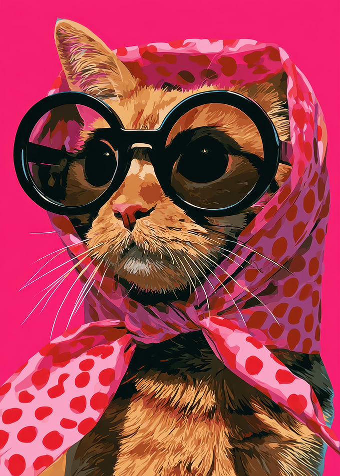 Stylish Cat with Sunglasses and Scarf