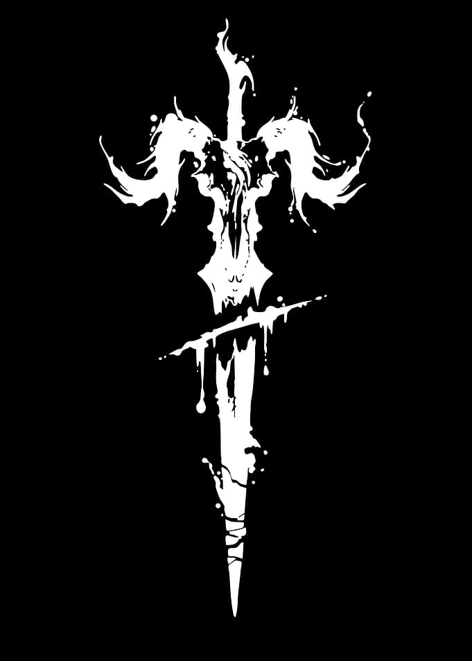 White Sword Emblem on Black Background