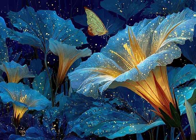 Magical Night Garden with Butterfly