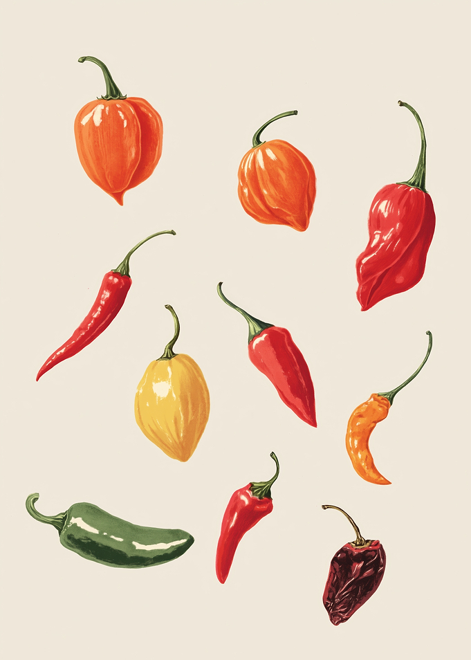 Assortment of Colorful Chili Peppers