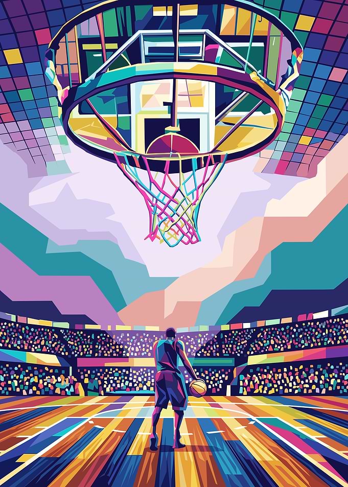 Basketball Player Under Hoop