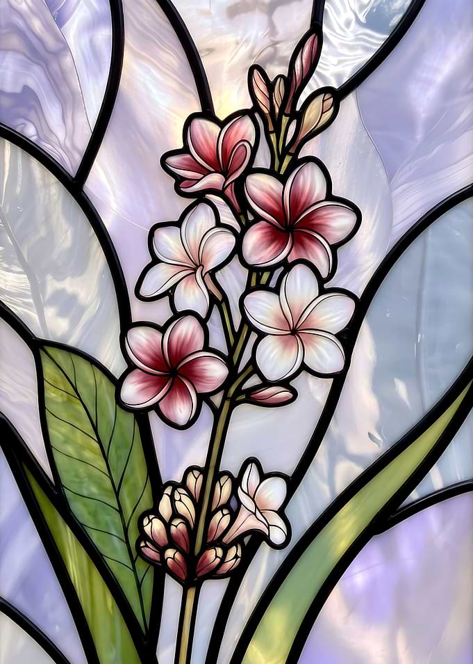 Plumeria Flowers - Stained Glass