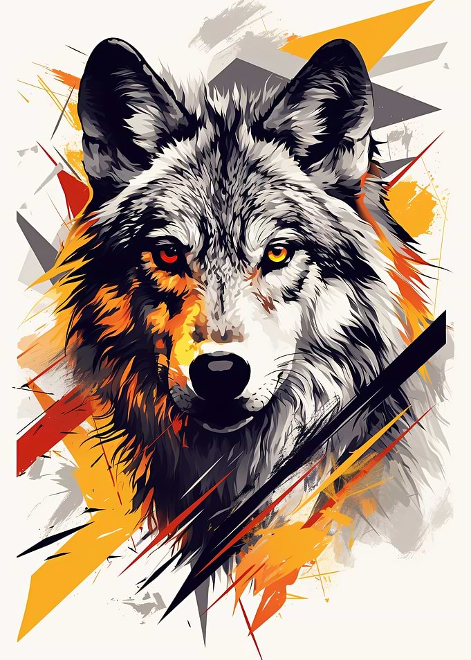 Aggressive Wolf with Fiery Eyes