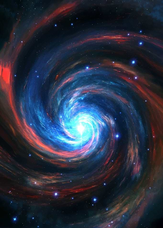 Swirling Blue and Red Galaxy