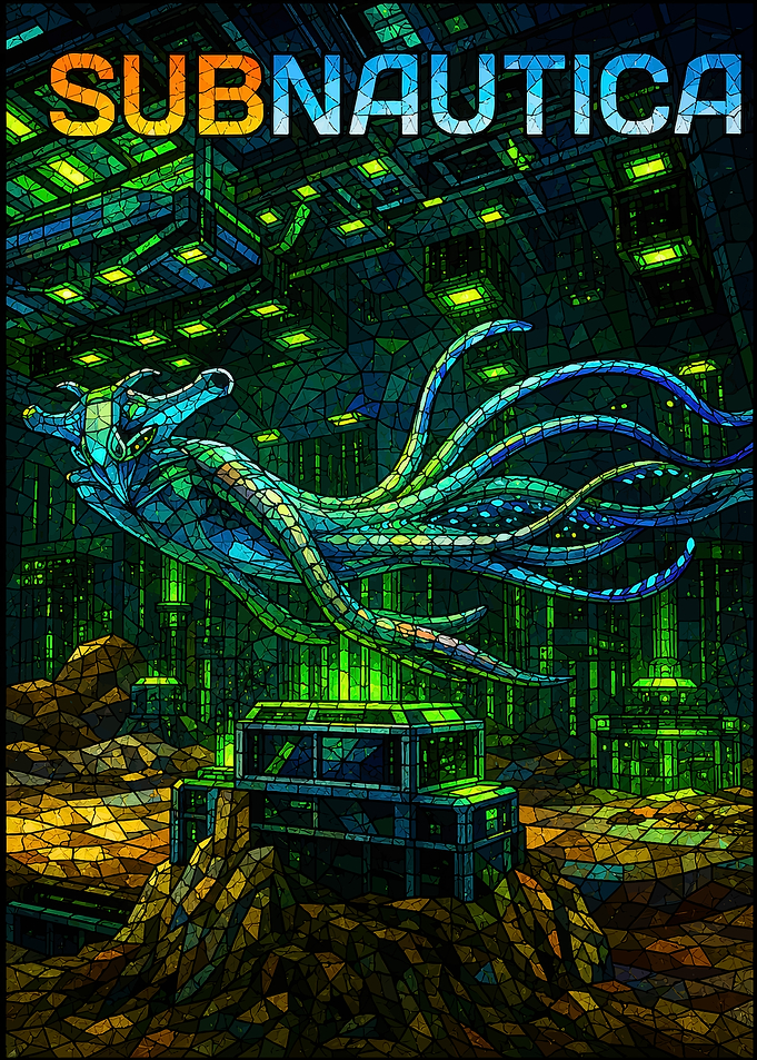 Subnautica Leviathan Stained Glass Art