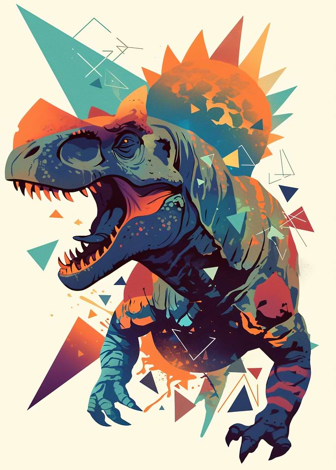 Dinosaur with Geometric Shapes