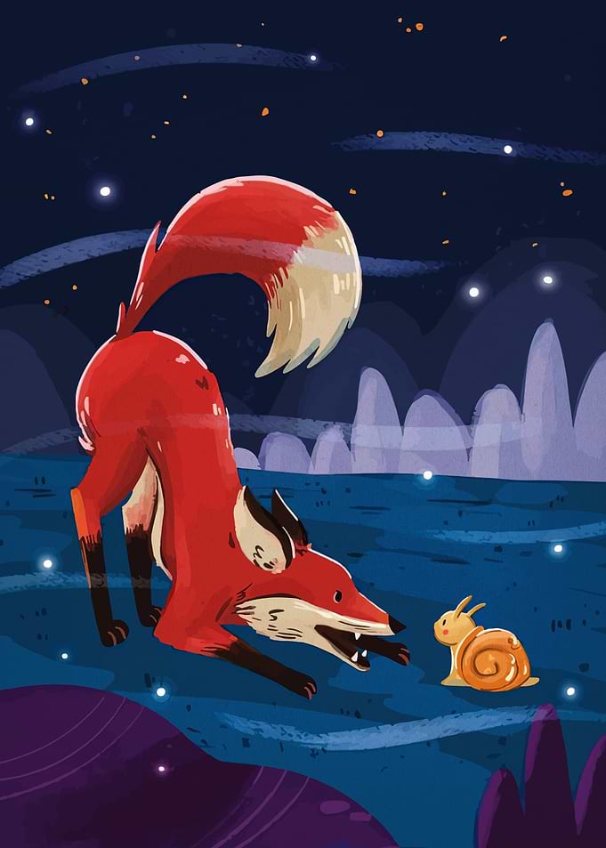Fox and Snail at Night
