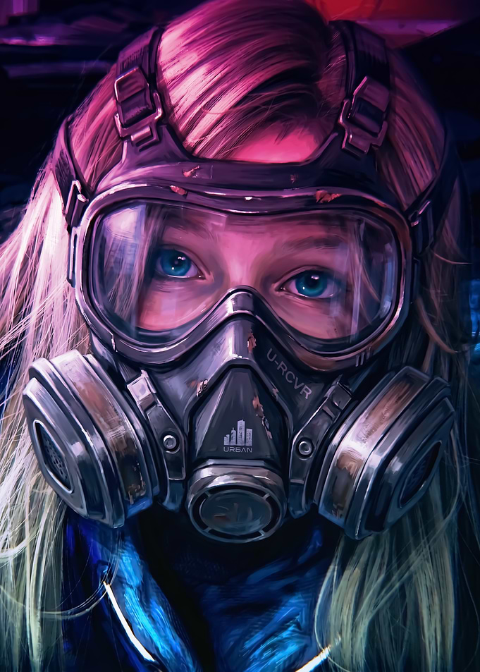 Woman in Gas Mask