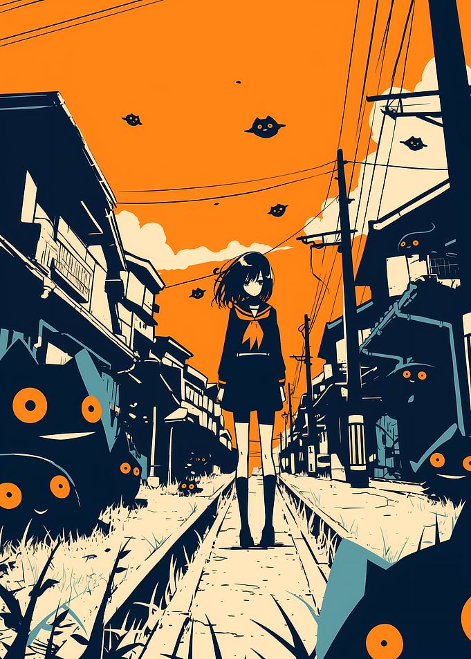 Anime Girl in Spooky Town
