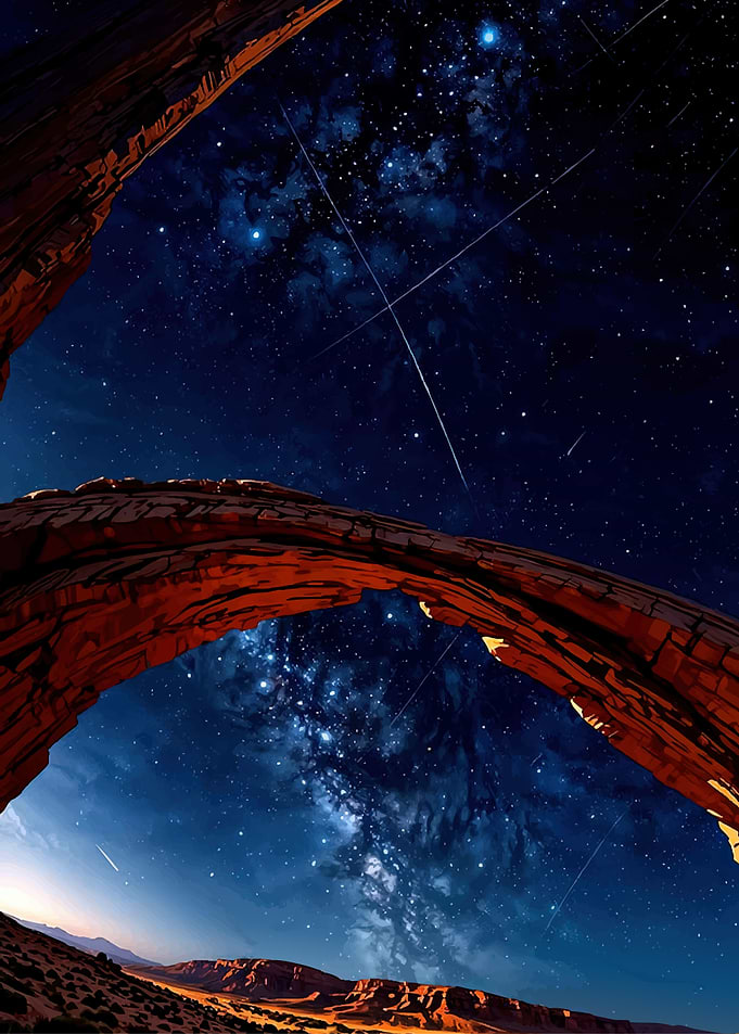 Desert Arch Under Starry Night Sky