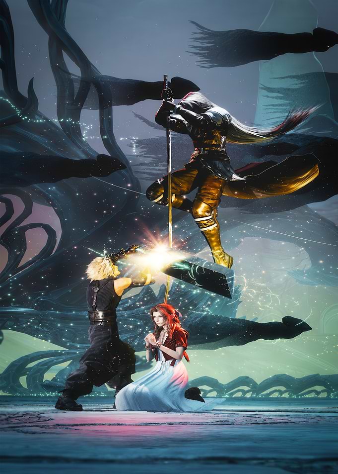 Cloud and Sephiroth battle