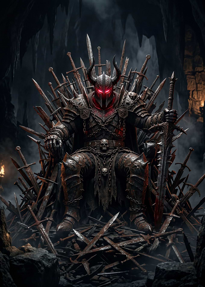 Dark Warrior on Sword Throne