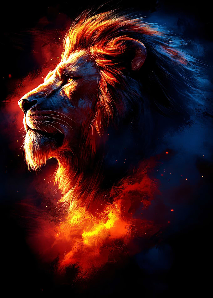 Fiery Lion Portrait