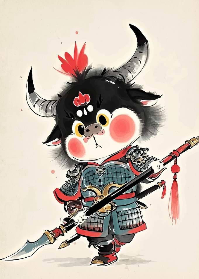 Cute Warrior Ox Character