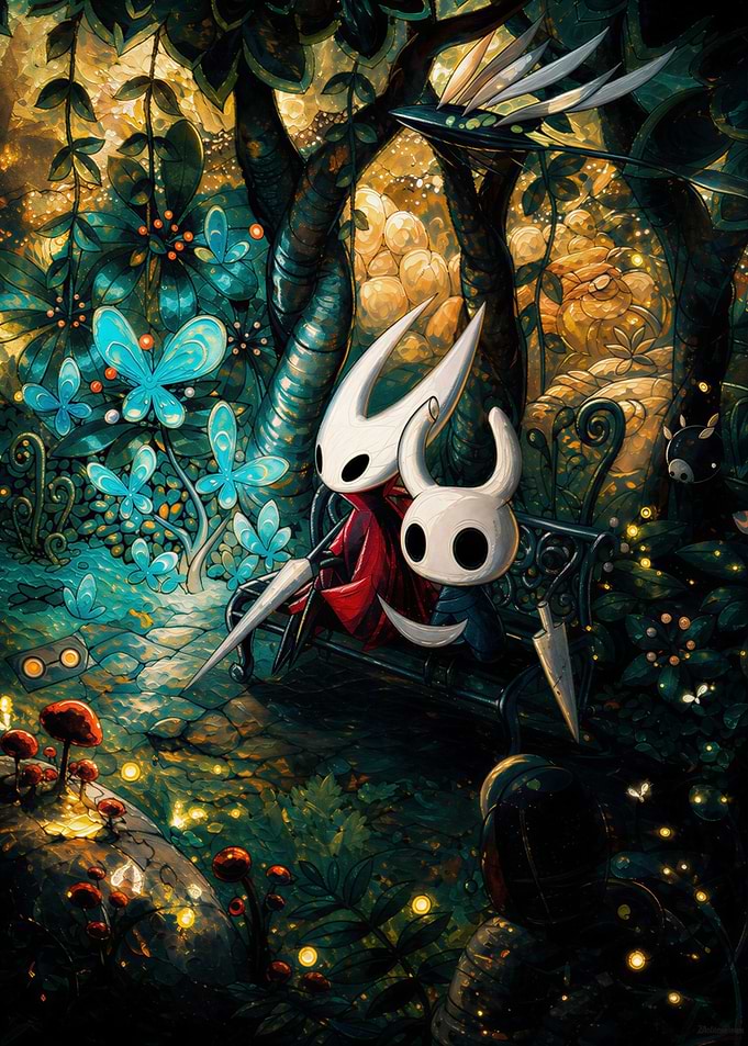 Hollow Knight Characters in Enchanted Forest