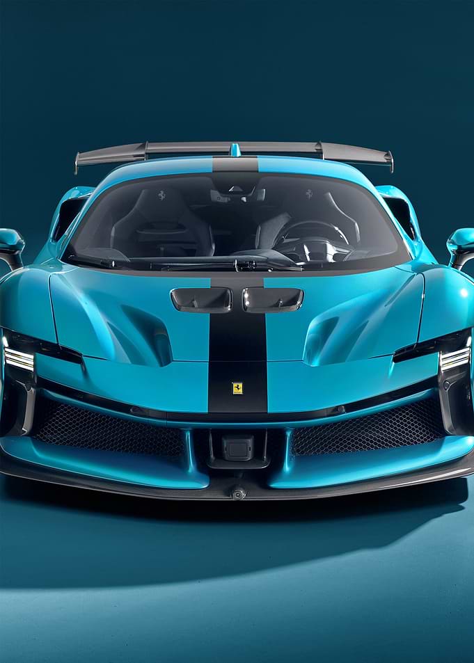 Turquoise Ferrari with Black Stripes