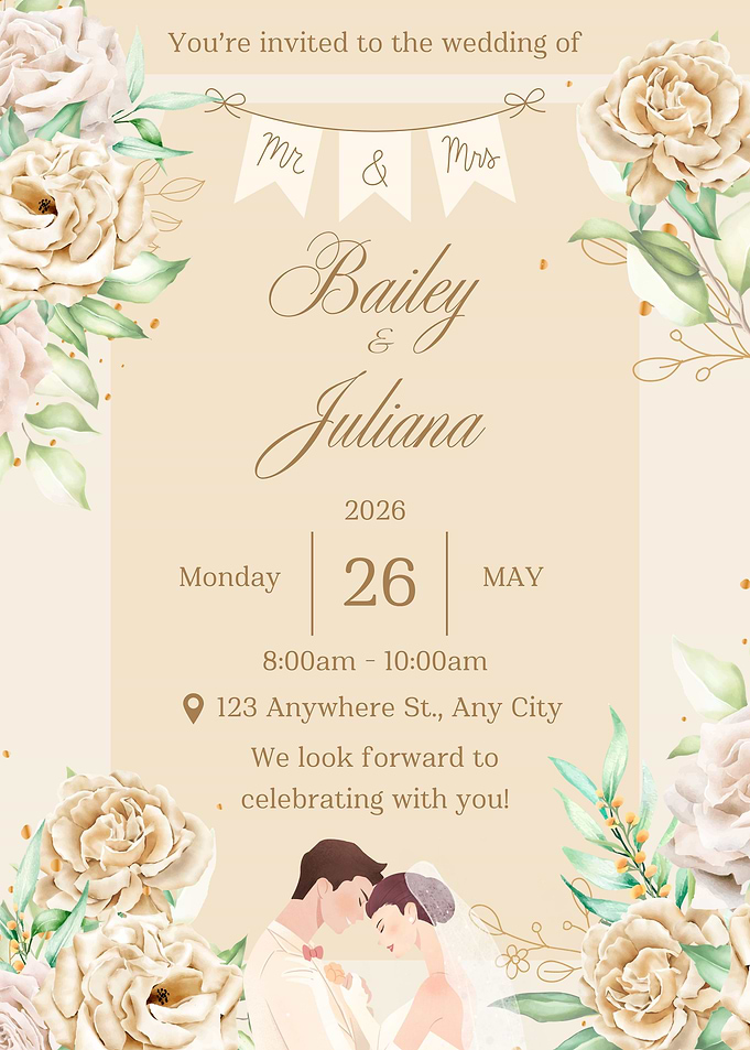 Wedding Invitation with Floral Accents