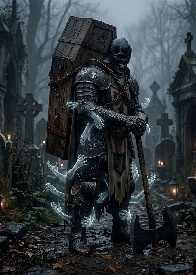 Undead Knight with Coffin and Axe