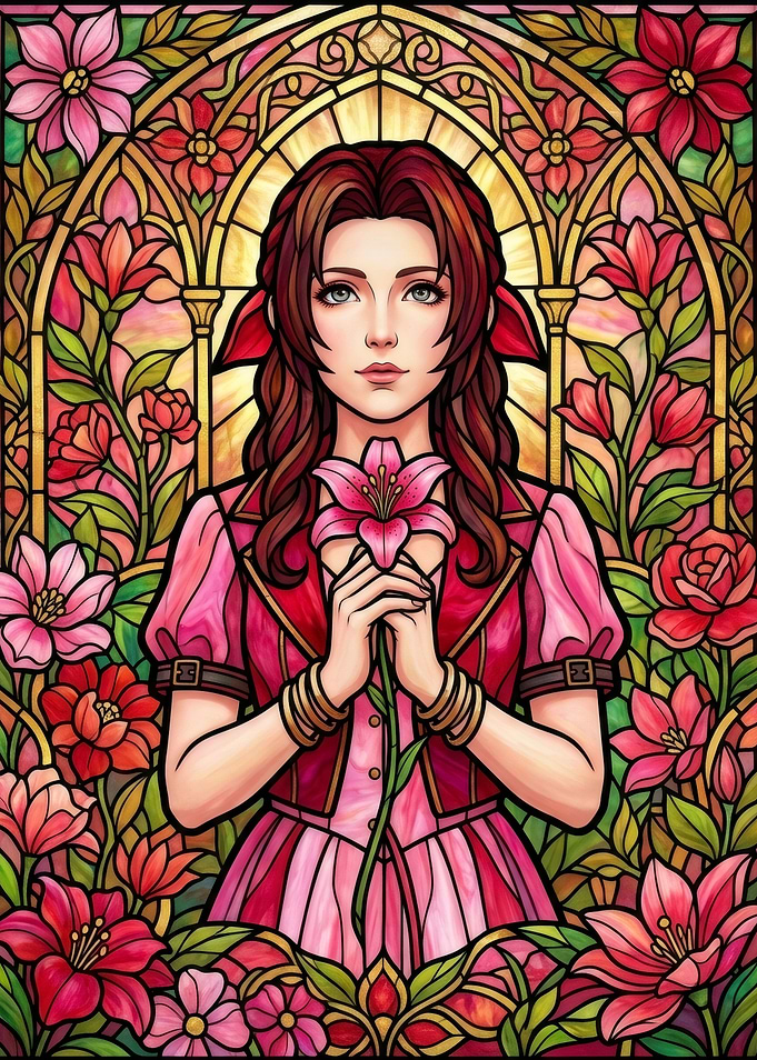 Aerith Gainsborough Stained Glass Art