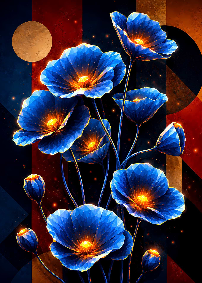 Glowing Blue Flowers