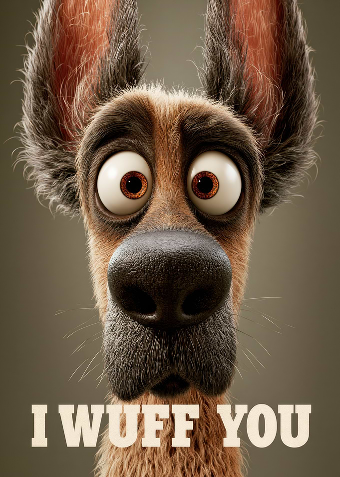 Funny Dog 'I Wuff You'
